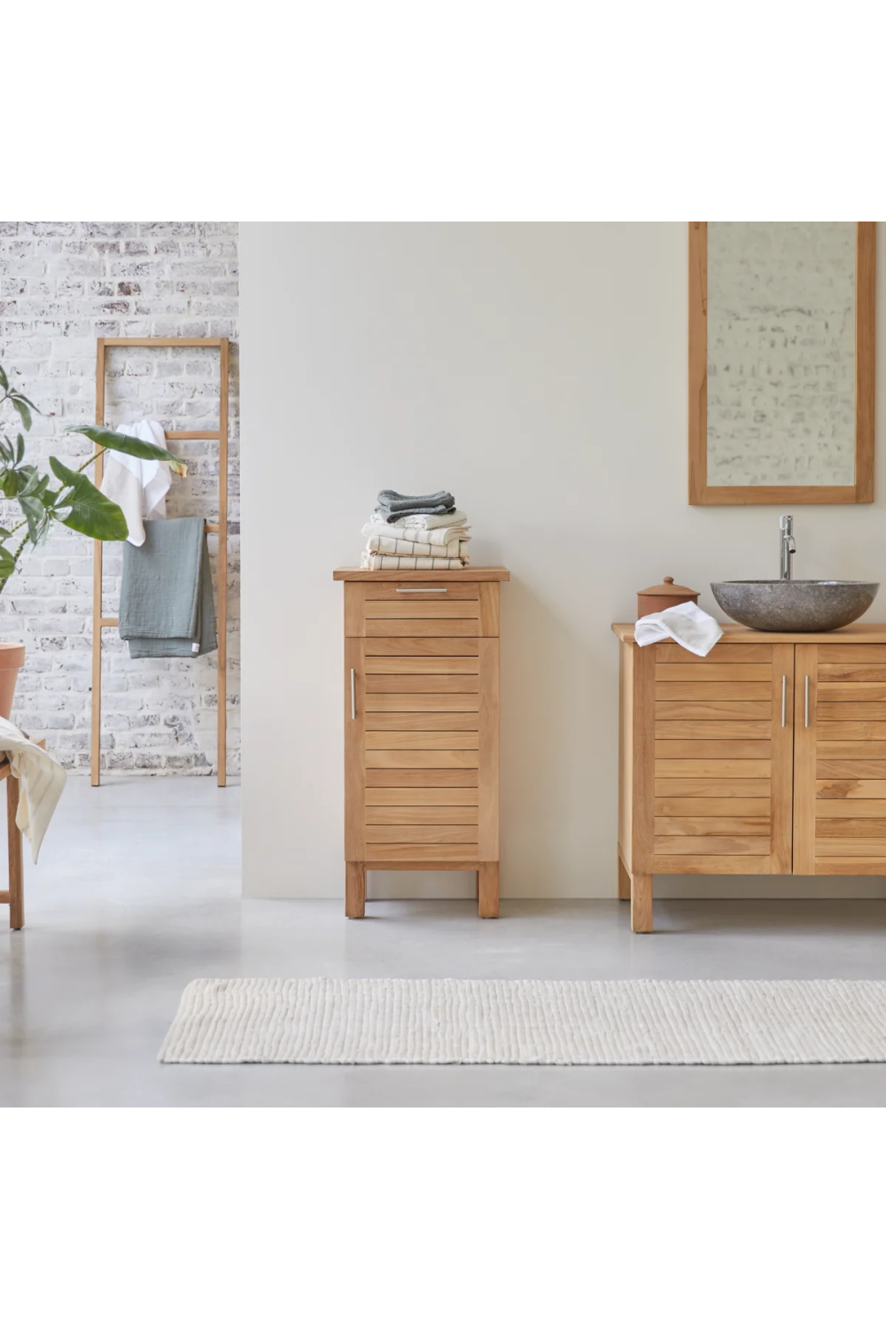 Teak store bathroom cabinet