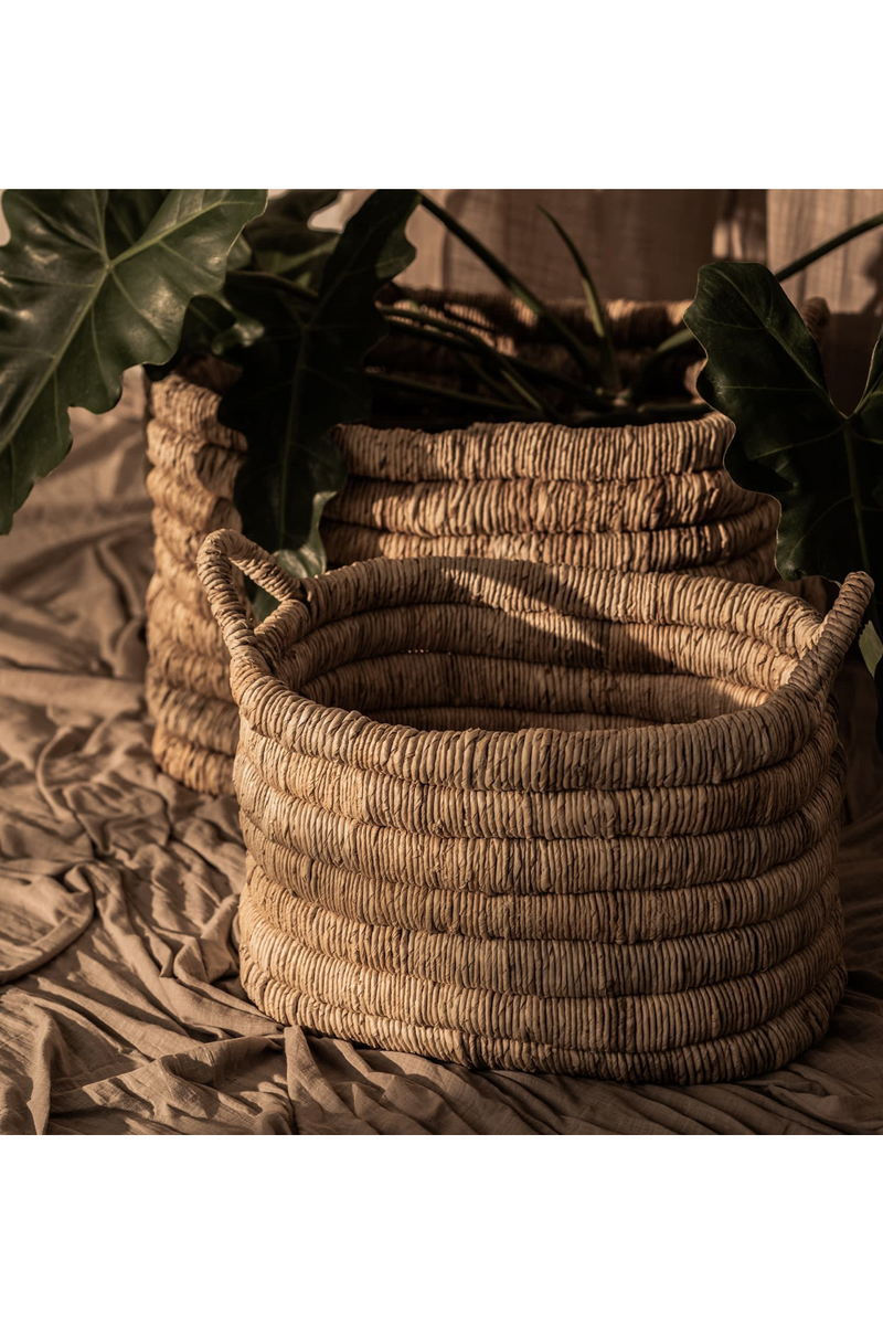 Rectangular Abaca Basket With Handle Set (2) | dBodhi Caterpillar Sago | Woodfurniture.com