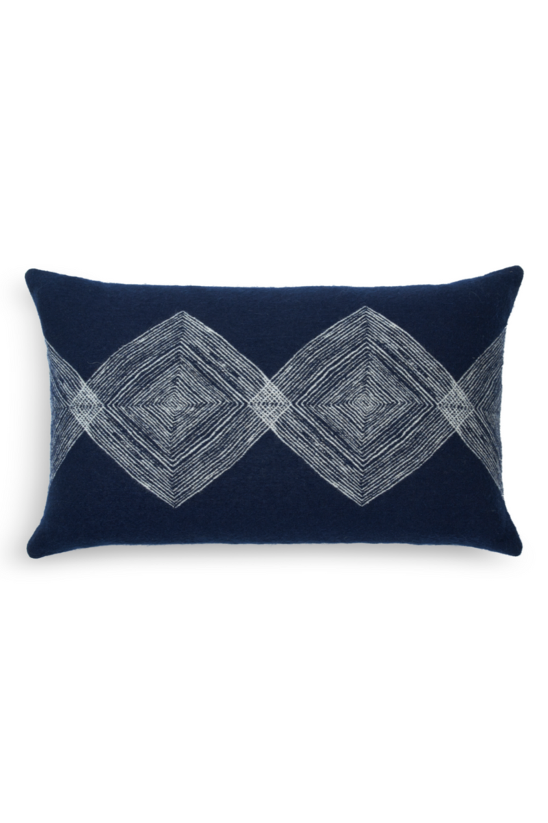 Blue Lumbar Throw Pillows (2) | Ethnicraft Linear Diamonds | Woodfurniture.com