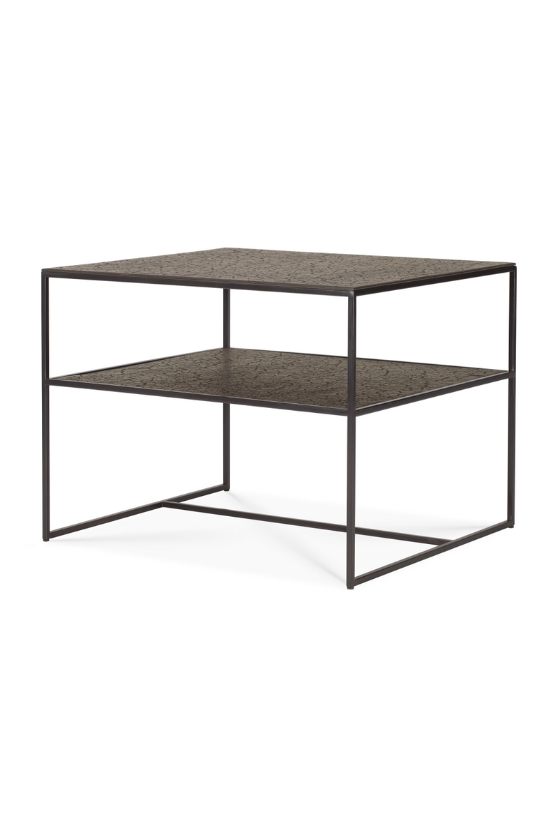 Metallic Side Table With Undershelf | Ethnicraft Pentagon │ Woodfurniture.com