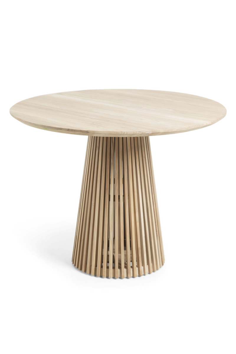 Round Teak Wood Pedestal Dining Table L | La Forma Irune | Woodfurniture.com