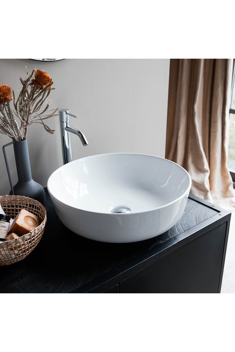Round Ceramic Bathroom Sink | Tikamoon Luna | Woodfurniture.com