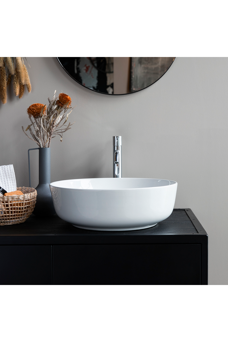 Round Ceramic Bathroom Sink | Tikamoon Luna | Woodfurniture.com
