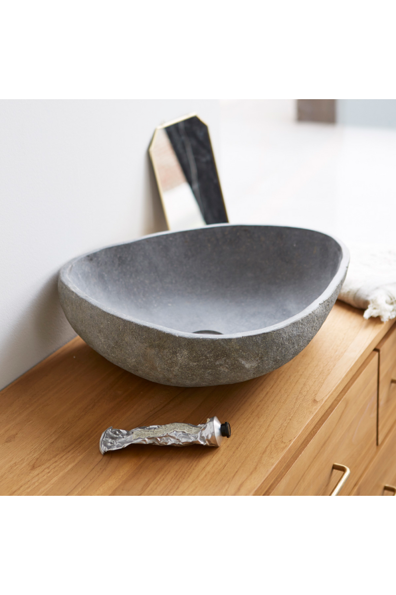 Gray Stone Bathroom Sink | Tikamoon Galet Nobu | Woodfurniture.com