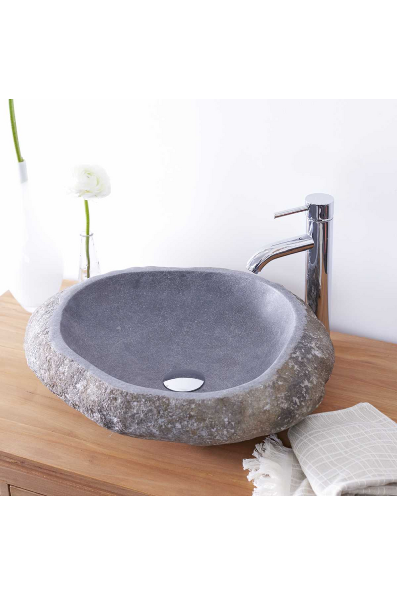 Gray Stone Bathroom Sink | Tikamoon Galet Nobu | Woodfurniture.com