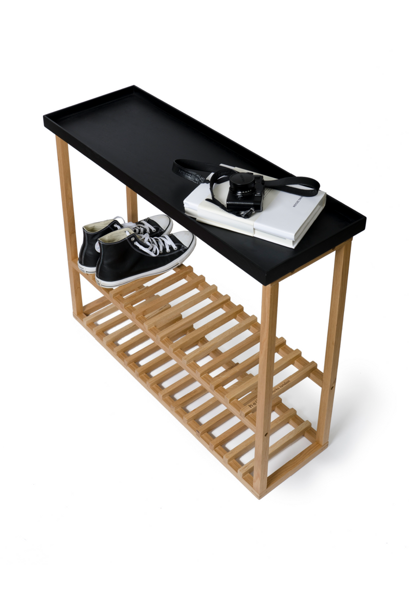 Black Rectangular Console Table with Storage | Wireworks Hello | Woodfurniture.com