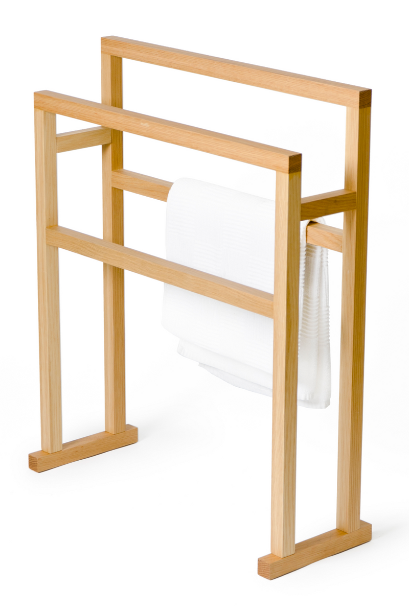 Oak Standing Towel Holder - L | Wireworks  Mezza Grande | Woodfurniture.com
