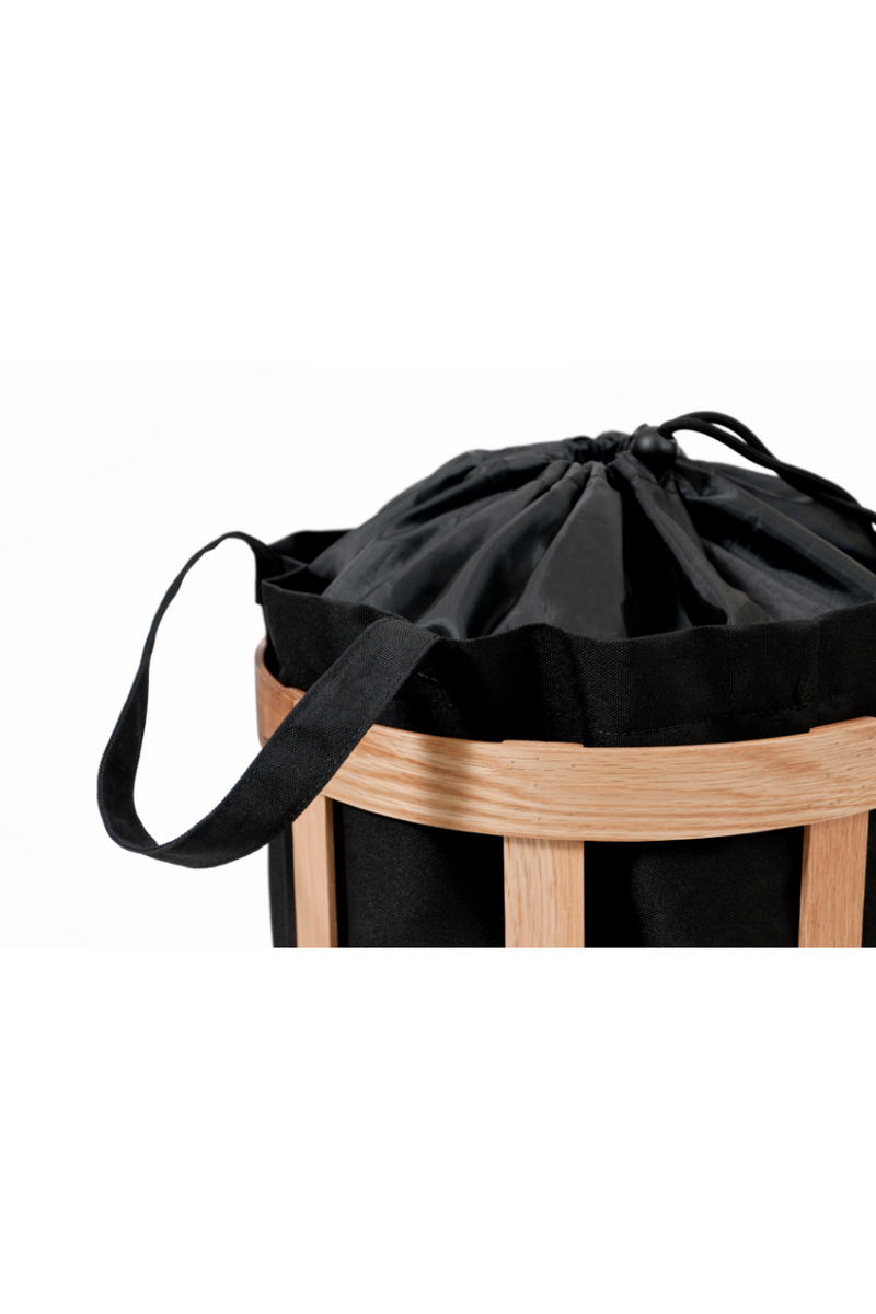Oak Laundry Basket with Black Bag Insert | Wireworks Cage | Woodfurniture.com