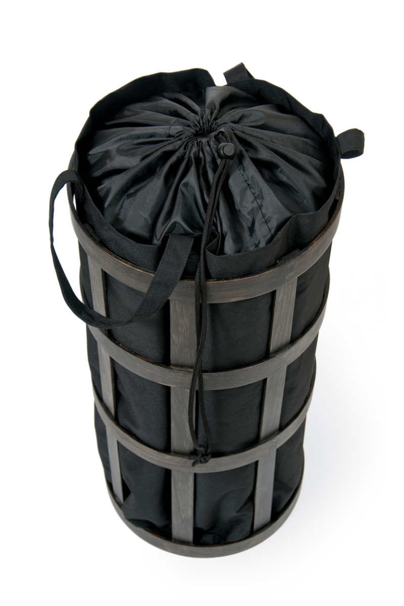 Oak Laundry Basket with Black Bag Insert | Wireworks Cage | Woodfurniture.com
