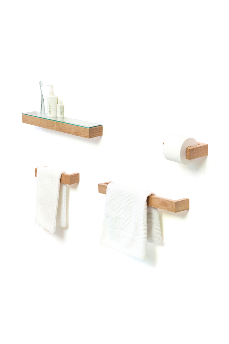 Oak Slim Glass Wall Shelf | Wireworks | Woodfurniture.com