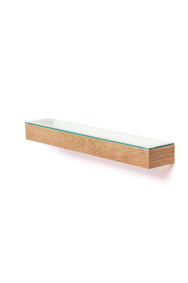Oak Slim Glass Wall Shelf | Wireworks | Woodfurniture.com