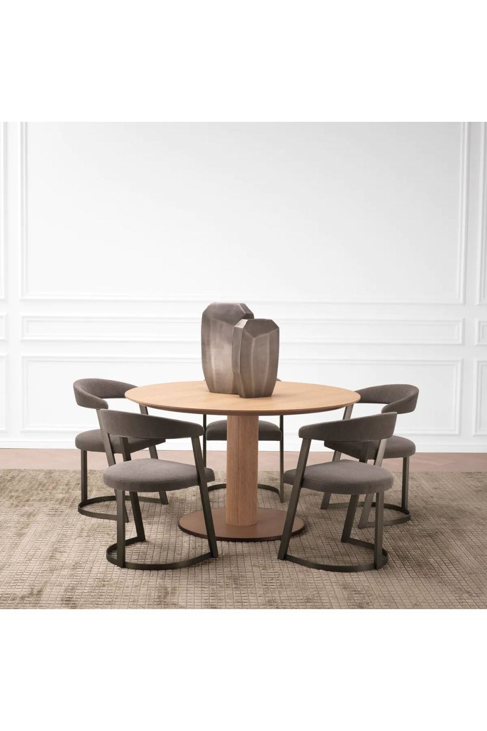 Round Oak Pedestal Dining Table | Eichholtz Astro | Woodfurniture.com