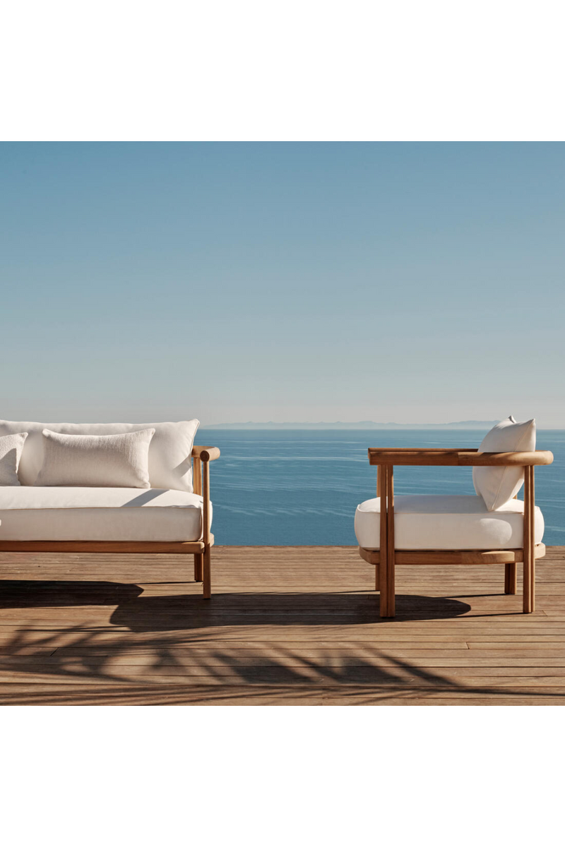 Padded Teak Outdoor Lounge Chair | Andrew Martin Cove |  Woodfurniture.com