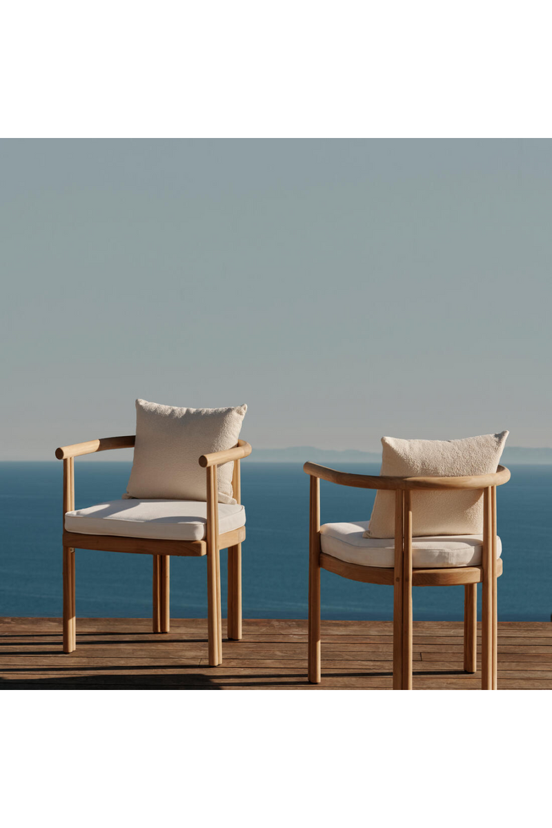 Curved Teak Outdoor Dining Armchair | Andrew Martin Cove | Woodfurniture.com