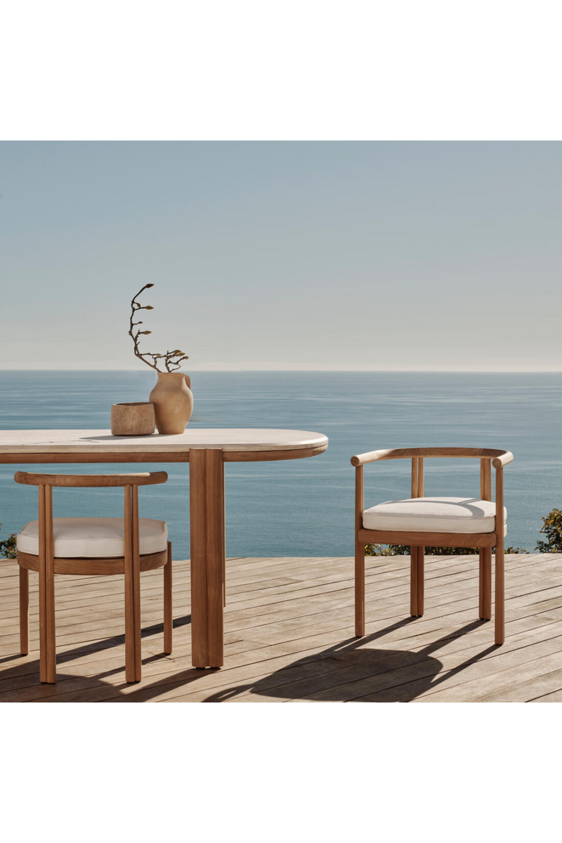 Curved Teak Outdoor Dining Armchair | Andrew Martin Cove | Woodfurniture.com