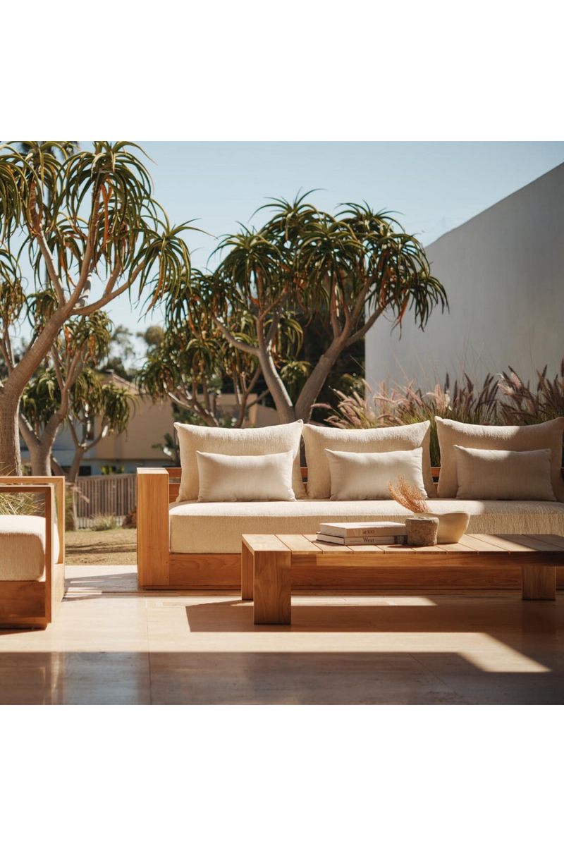 Outdoor Slatted Teak Coffee Table | Andrew Martin Bora | Woodfurniture.com