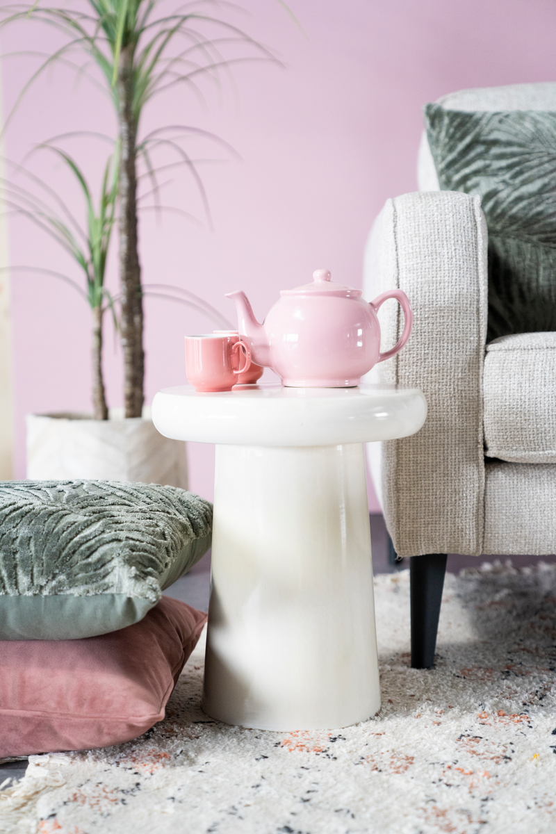 Creme Pedestal Side Table | By-Boo Glaze | Woodfurniture.com