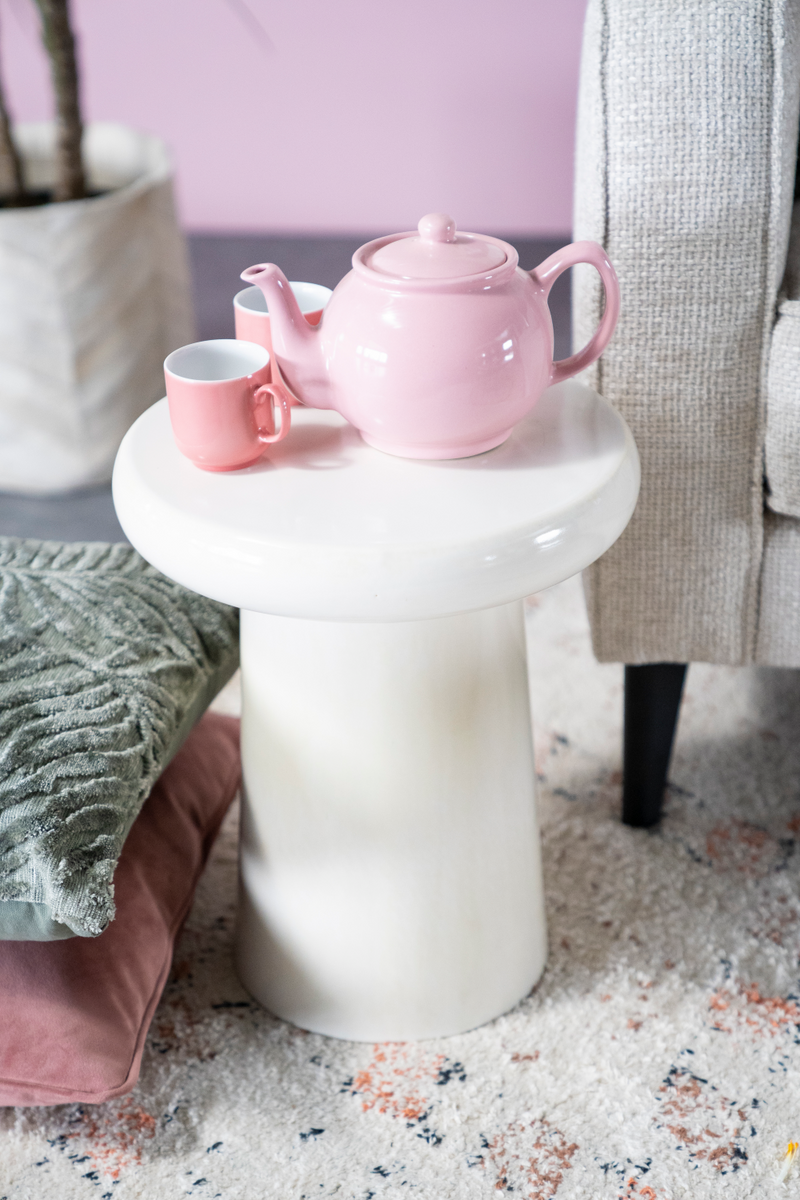 Creme Pedestal Side Table | By-Boo Glaze | Woodfurniture.com