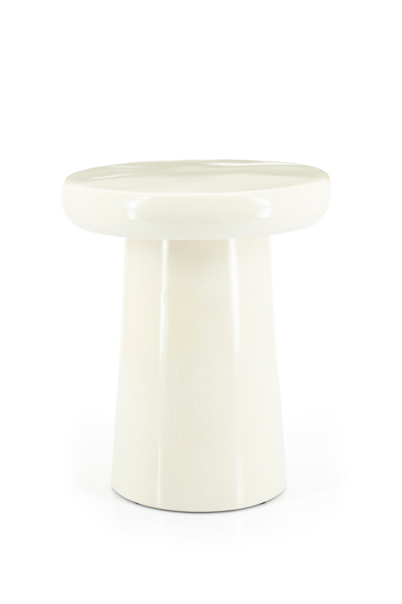 Creme Pedestal Side Table | By-Boo Glaze | Woodfurniture.com