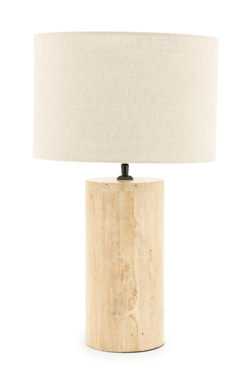 Cylindrical Travertine Table Lamp | By-Boo Amara | Woodfurniture.com