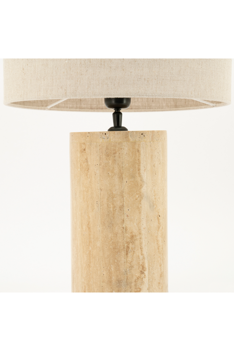 Cylindrical Travertine Table Lamp | By-Boo Amara | Woodfurniture.com