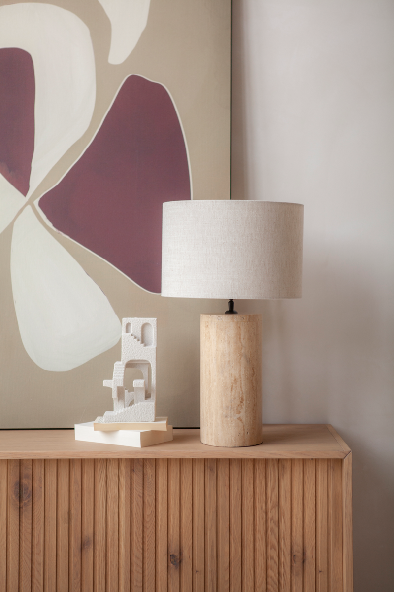 Cylindrical Travertine Table Lamp | By-Boo Amara | Woodfurniture.com