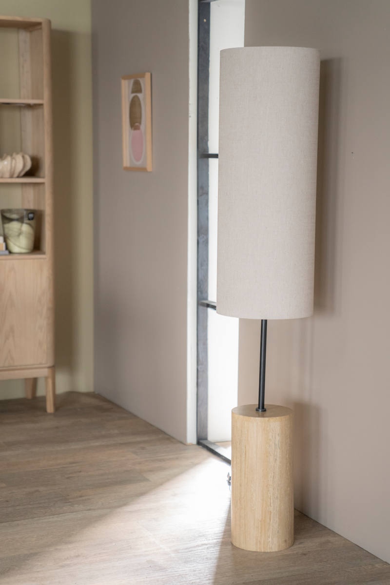 Cylindrical Travertine Table Lamp | By-Boo Amara | Woodfurniture.com