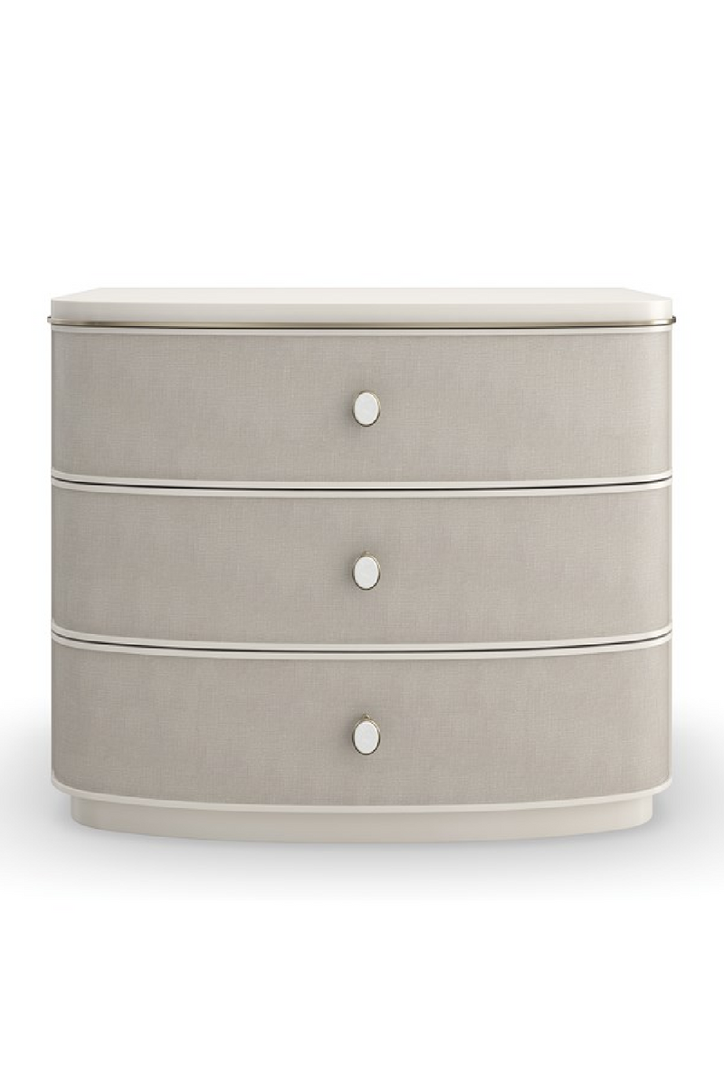 Cream Linen 3-Drawer Nightstand | Caracole Lyon | Woodfurniture.com