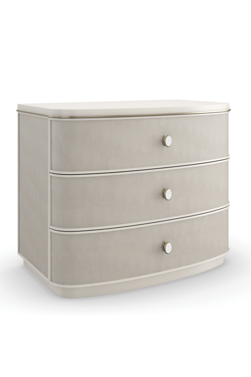 Cream Linen 3-Drawer Nightstand | Caracole Lyon | Woodfurniture.com