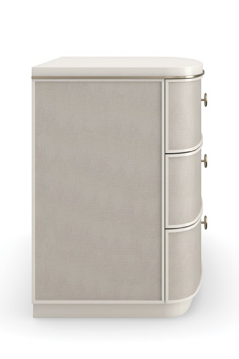 Cream Linen 3-Drawer Nightstand | Caracole Lyon | Woodfurniture.com