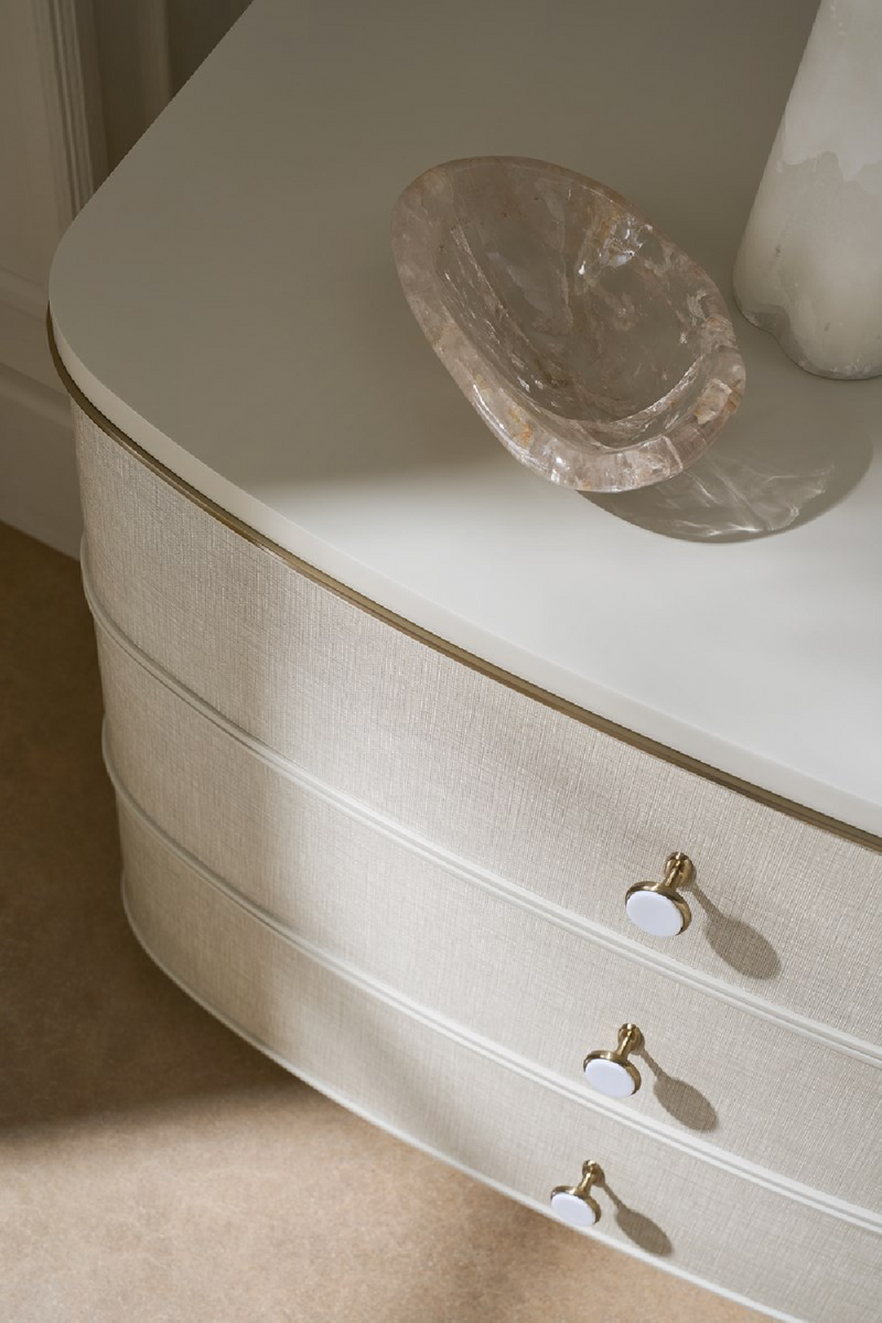 Cream Linen 3-Drawer Nightstand | Caracole Lyon | Woodfurniture.com