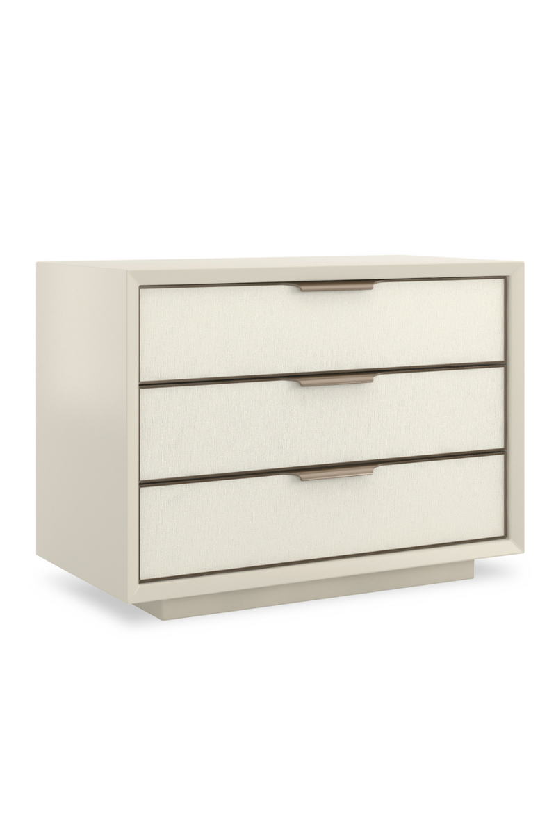 White Vinyl 3-Drawer Nightstand | Caracole Triple Wrap | Woodfurniture.com