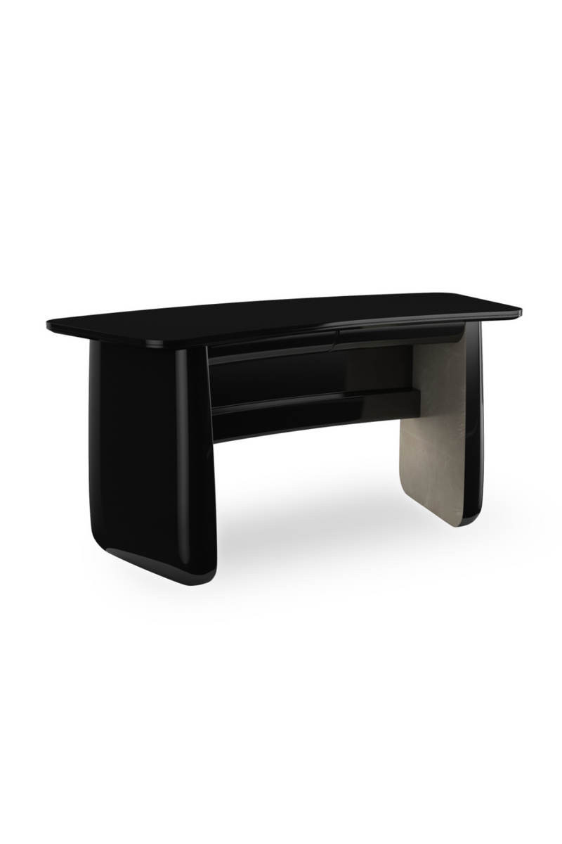 Black Glass 2-Drawer Desk | Caracole Cabochon | Woodfurniture.com