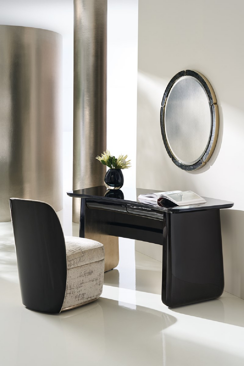 Black Glass 2-Drawer Desk | Caracole Cabochon | Woodfurniture.com