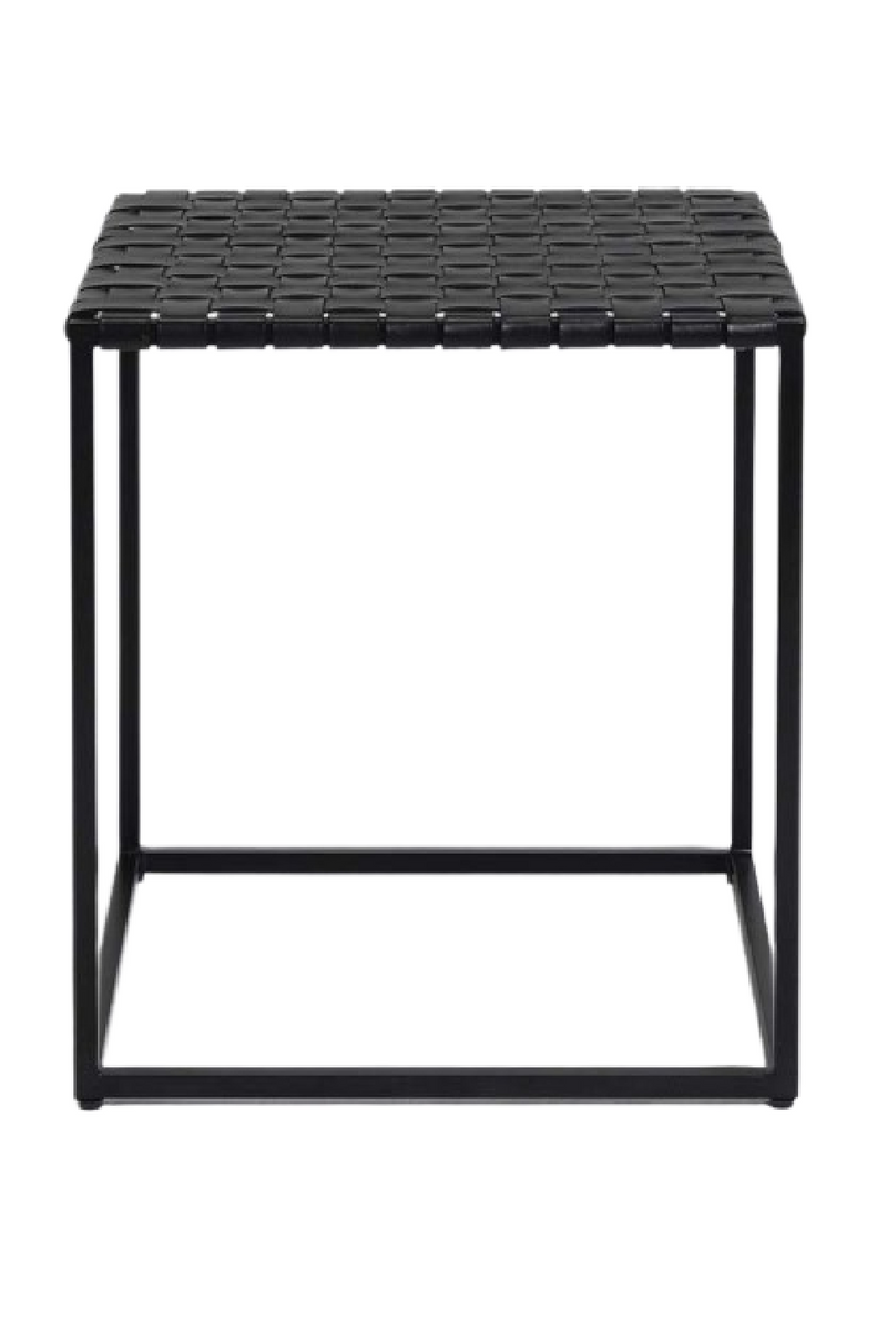 Black Leather Side Table | Dareels Surabaya | Woodfurniture.com