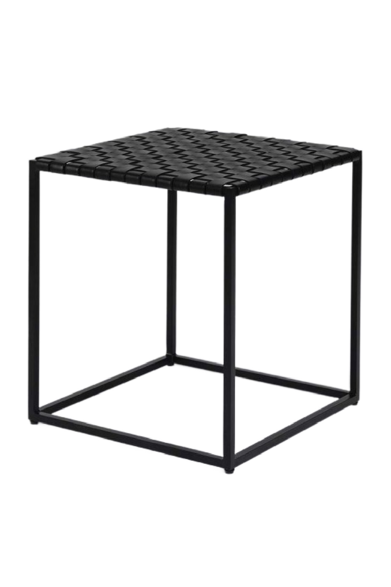 Black Leather Side Table | Dareels Surabaya | Woodfurniture.com