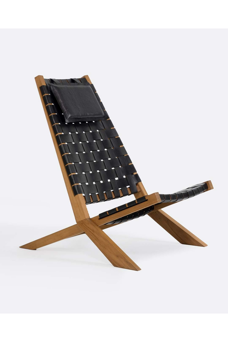 Woven Black Leather Lounge Chair | Dareels Waggai | Woodfurniture.com