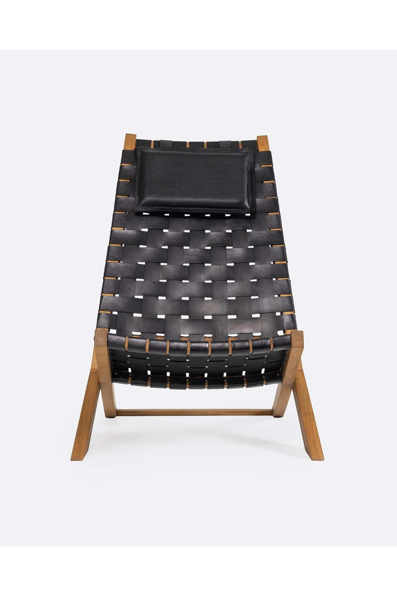 Woven Black Leather Lounge Chair | Dareels Waggai | Woodfurniture.com