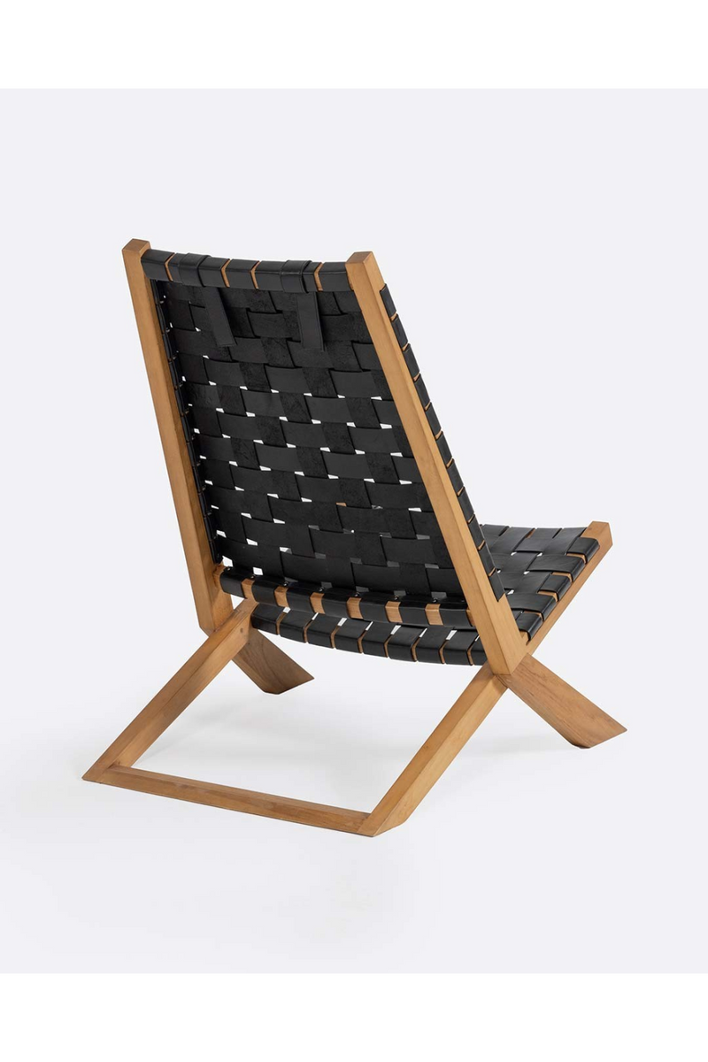 Woven Black Leather Lounge Chair | Dareels Waggai | Woodfurniture.com