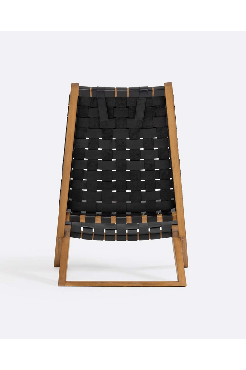 Woven Black Leather Lounge Chair | Dareels Waggai | Woodfurniture.com