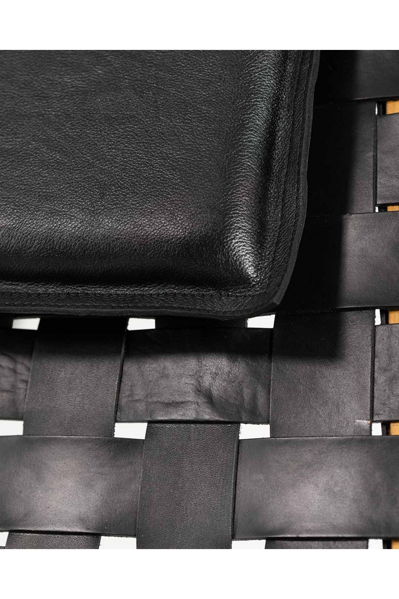 Woven Black Leather Lounge Chair | Dareels Waggai | Woodfurniture.com