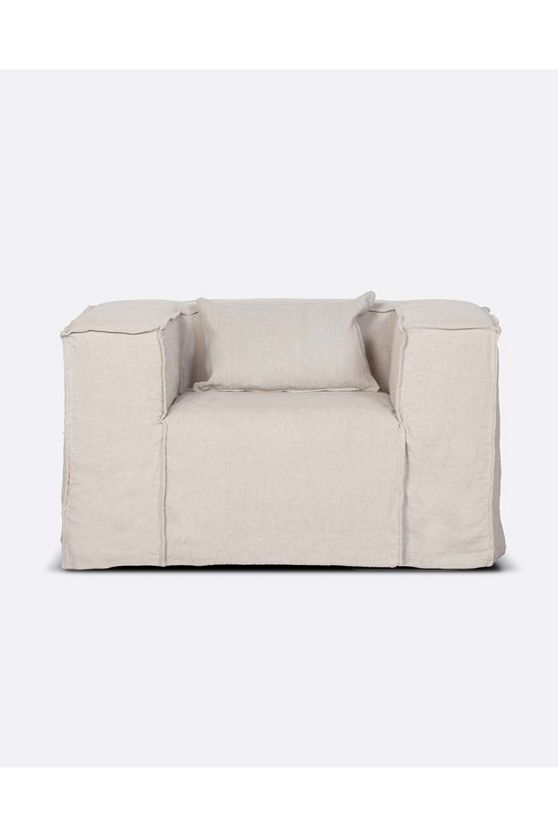 Natural Linen Lounge Armchair | Dareels Strozzi | Woodfurniture.comm