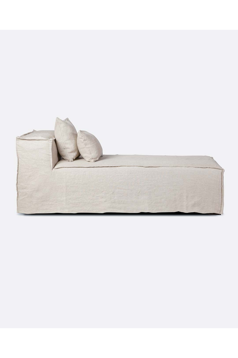 Linen Covered Chaise Longue | Dareels Strozzi | Woodfurniture.com