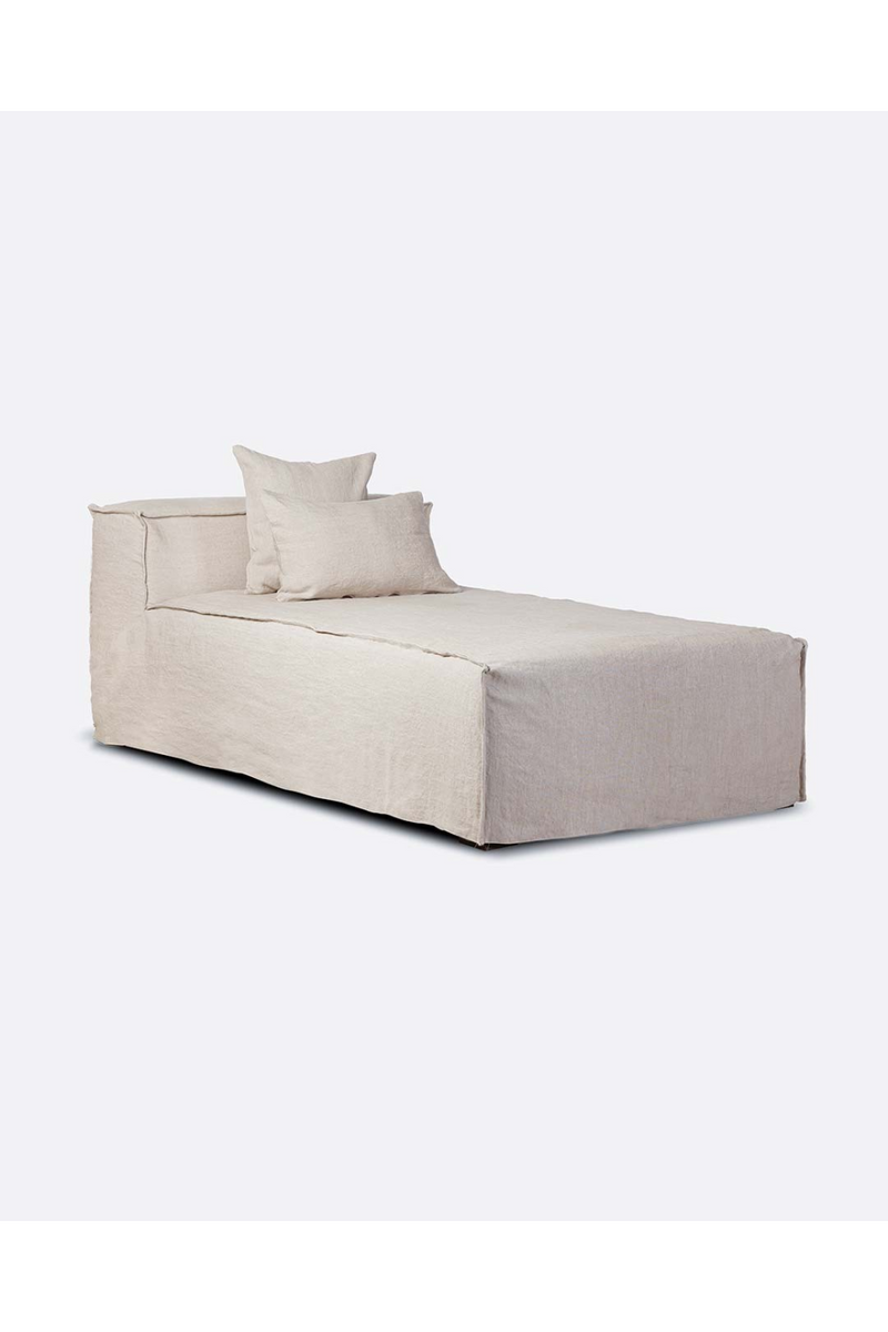 Linen Covered Chaise Longue | Dareels Strozzi | Woodfurniture.com