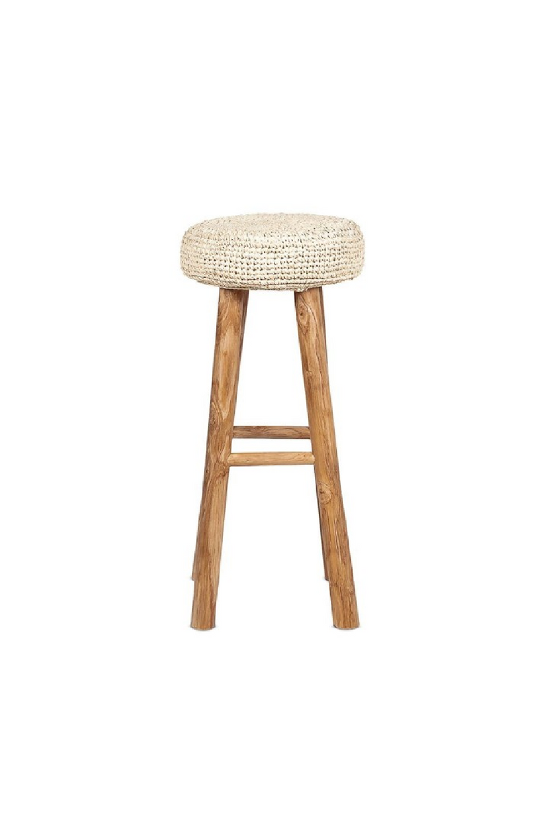 Seagrass Covered Teak Stool | Dareels Alga Woodfurniture.com