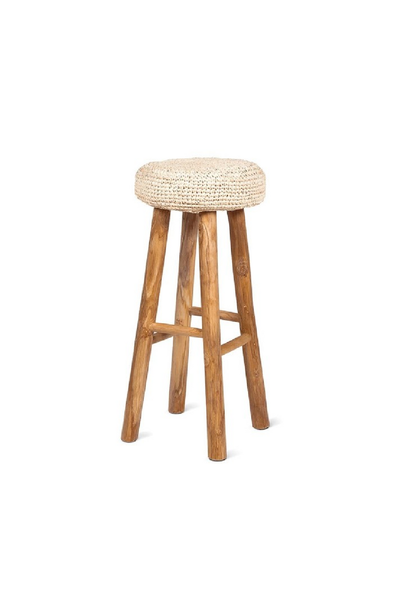 Seagrass Covered Teak Stool | Dareels Alga Woodfurniture.com