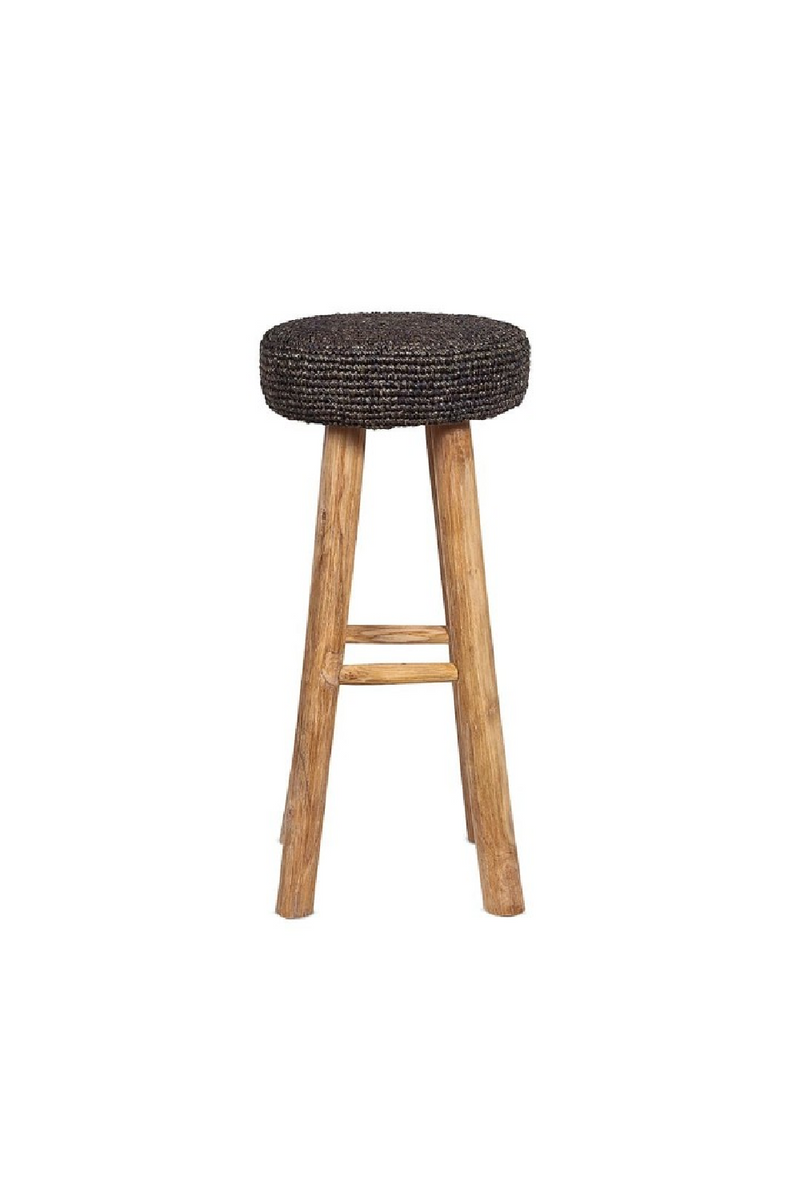 Seagrass Covered Teak Stool | Dareels Alga Woodfurniture.com