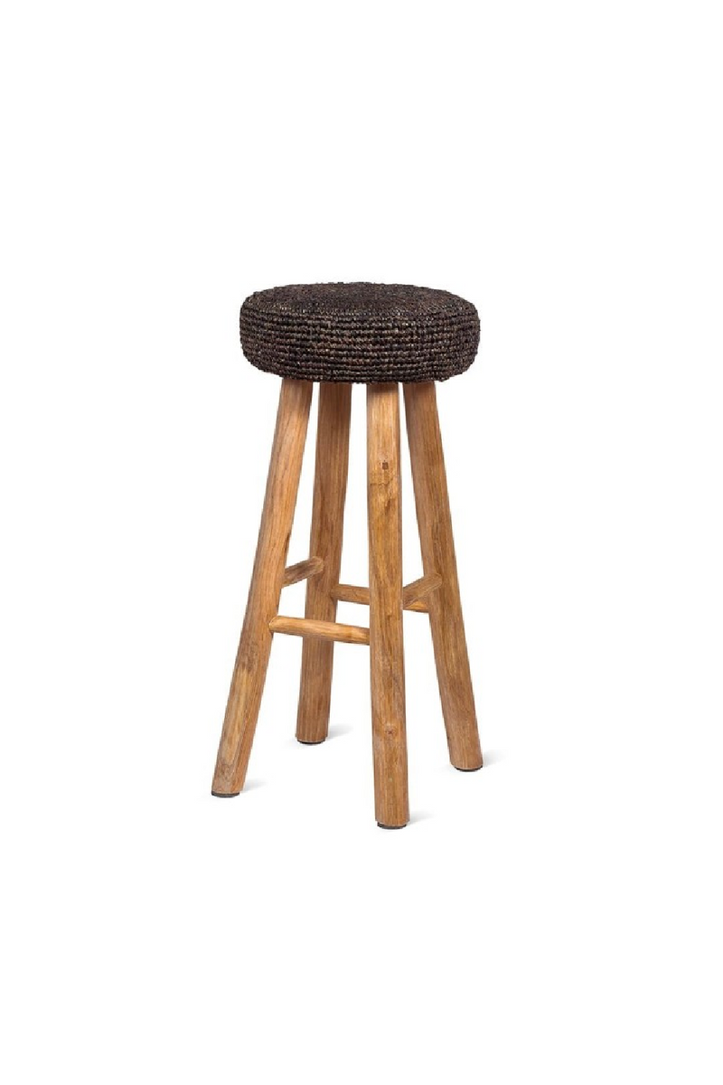 Seagrass Covered Teak Stool | Dareels Alga Woodfurniture.com