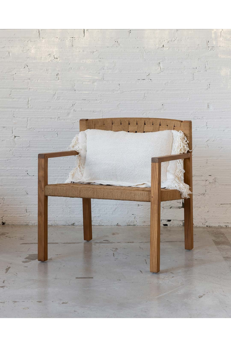 White Linen Fringed Cushion Cover | Dareels Mavur | Woodfurniture.com