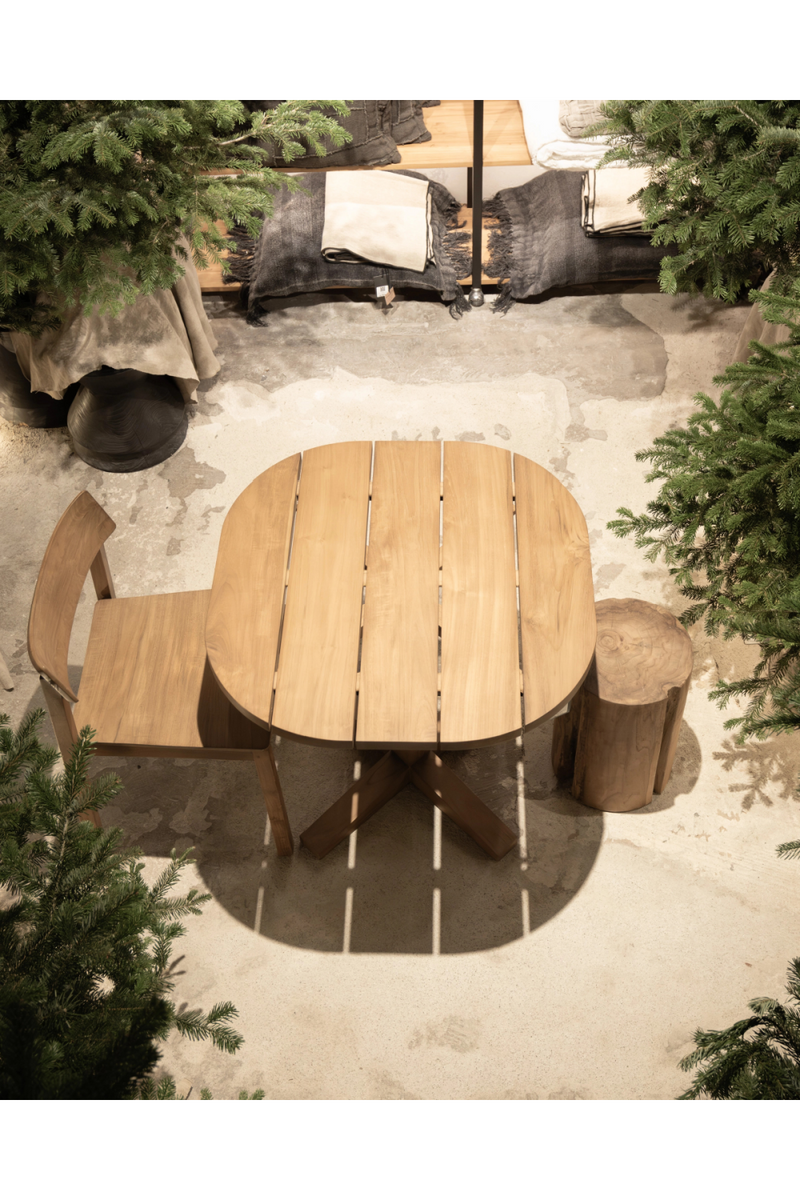 Teak Pedestal Outdoor Dining Table | Dareels Rumah | Woodfurniture.com